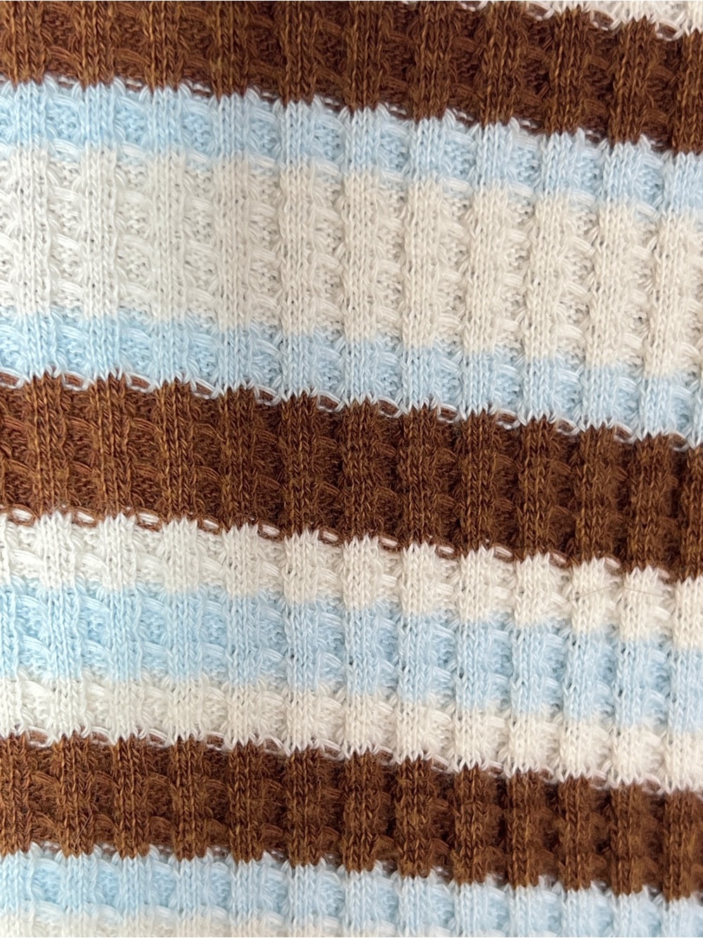 Free People blue and brown striped waffle knit sweater top size small S B139 - Picture 3 of 6